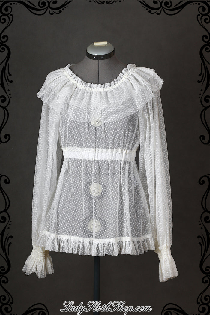 Diamond Mesh Ruffle Blouse