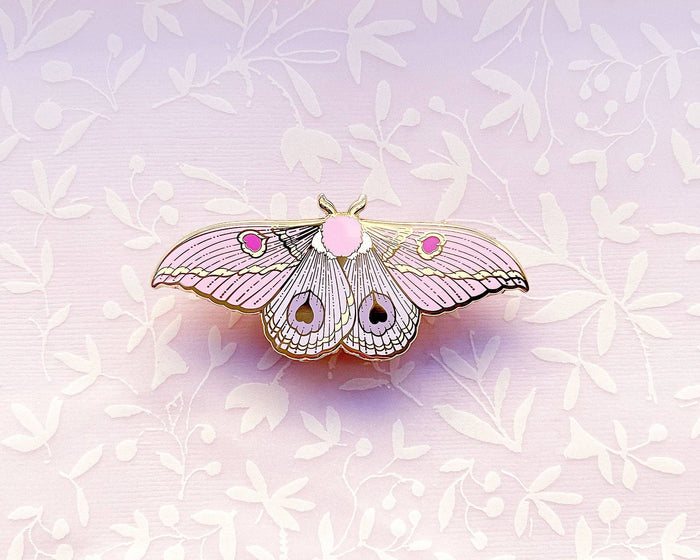 Dognin's Pink Bullseye Moth Enamel Pin