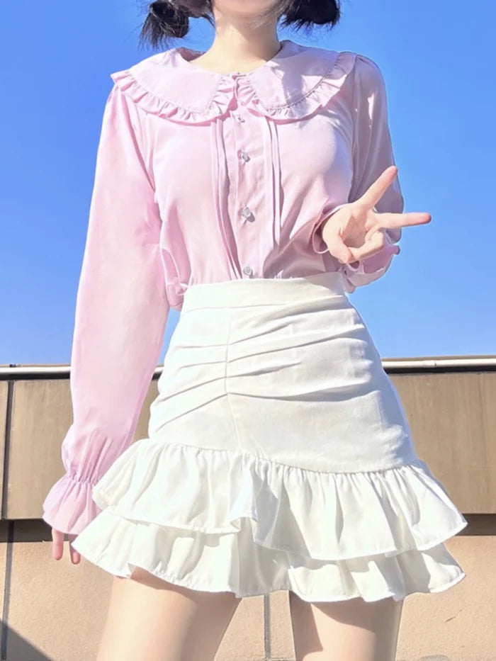 Doll Collar Long Sleeve Blouse
