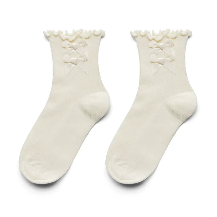 Double Bow Cotton Socks