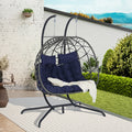 Double Egg Chair with Stand Hanging Indoor Outdoor Wicker Rattan Patio Basket Egg Swing Chair Hammock Egg Chairs with UV Resistant Cushions 600 lbs for Bedroom Balcony Patio