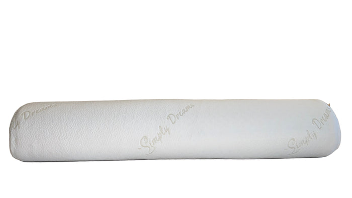 white cylindrical natural latex bolster pillow
