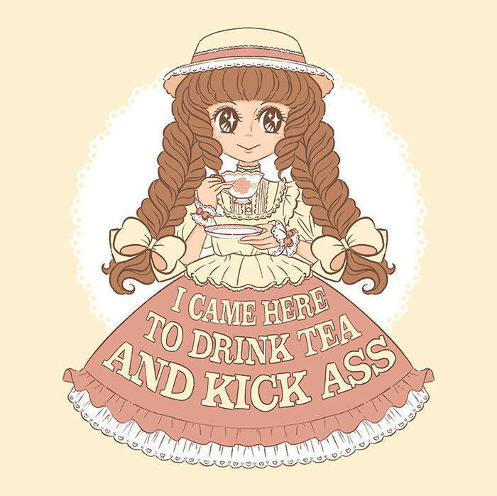 Cream %22Drink Tea & Kick Ass%22 (Country) t-shirt preview copy
