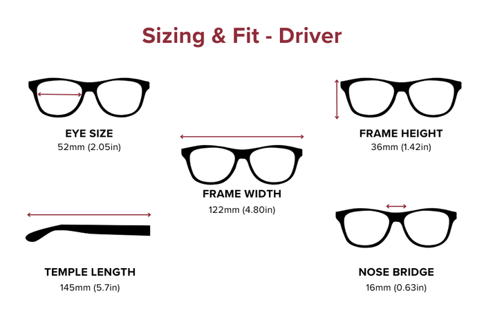 DebSpecs Large-size eyewear fit guide Driver