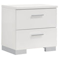 Dulcey White High Gloss 2-Drawer Nightstand: Modern Storage Solution with Sleek Finish, Durable Wood Frame, and Compact Design