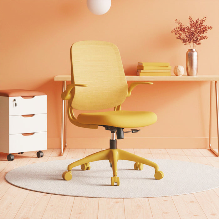 Ergonomic Color Office Chair 500lb (About 226.8kg), Home Office, Mesh Back, Integrated Molded Foam, Comfortable Sitting, Flipping Armrest, Fireproof, Rotating, Lifting Multifunctional Chair (Yellow)