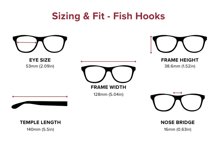DebSpecs Large-size eyewear fit guide Fish Hooks