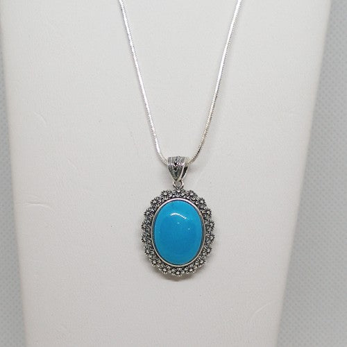 Floral Turquoise Pendant Necklace
