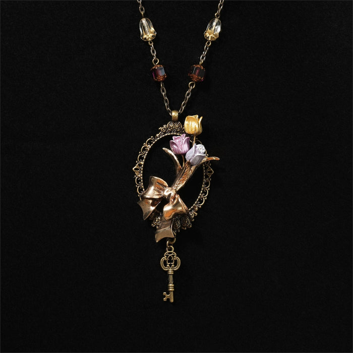 Flower Garden Knot Tulip Frame Long Necklace