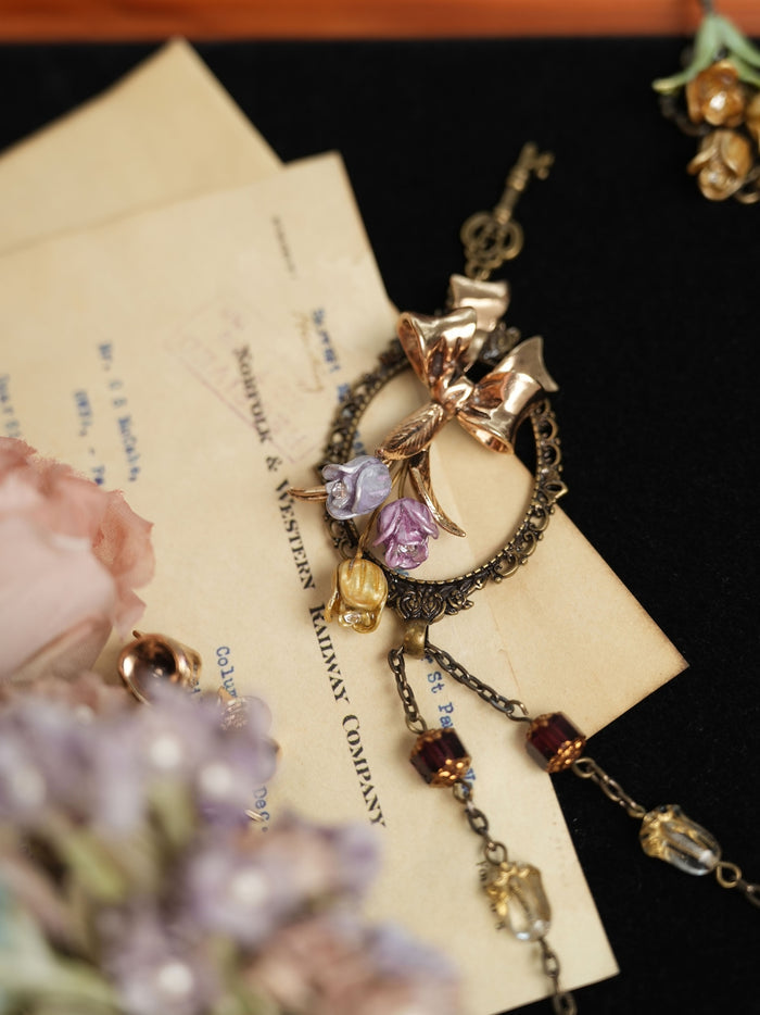 Flower Garden Knot Tulip Frame Long Necklace