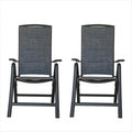 Folding Patio Chairs Set of 2, Aluminium Frame Reclining Sling Lawn Chairs with Adjustable High Backrest, Patio Dining Chairs for Outdoor, Camping,Porch (Double-Layered Textilene Fabric, 2 Chairs)