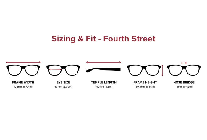 DebSpecs Medium Sizing Fit Info Fourth Street eyewear