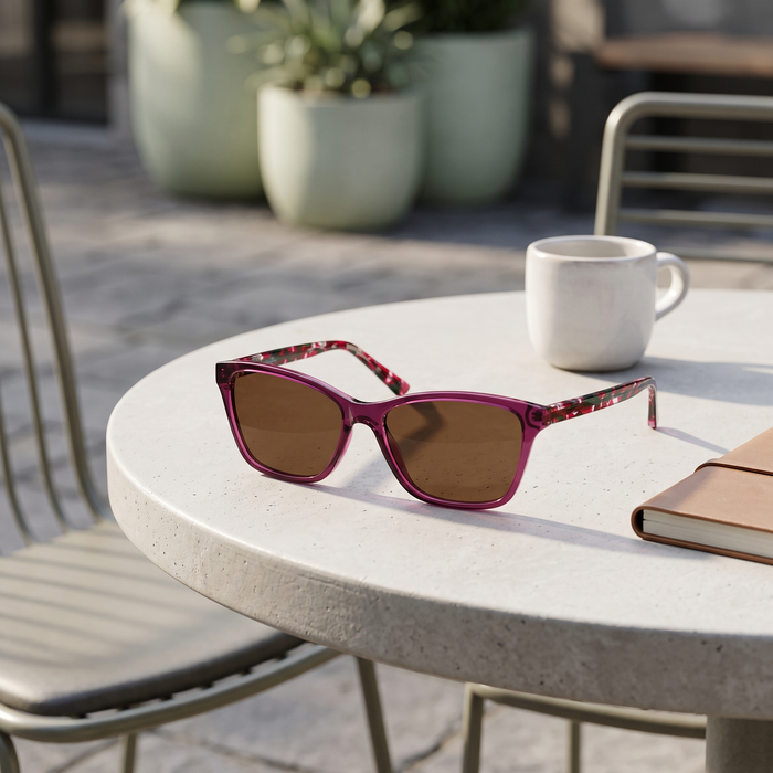DebSpecs fourthstreet plum sun highpower product shot eyewear
