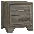 Funston Brown Oak 2-Drawer Nightstand with Tapered Legs and Metal Handles, Engineered Wood, Brown Oak Finish