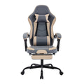 Gaming Chair, Ergonomic Computer Chair with Footrest and Massage Lumbar Support, Height Adjustable Swivel Video Game Chair for Adults, 300lb Max, Blue Beige