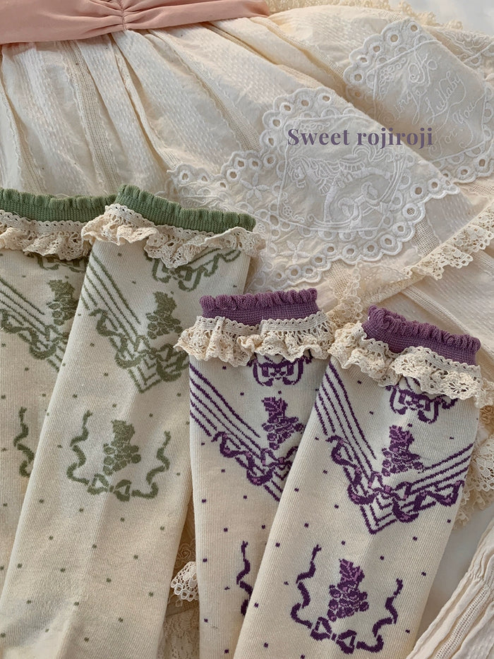 Grapevine Ribbon Cotton Socks