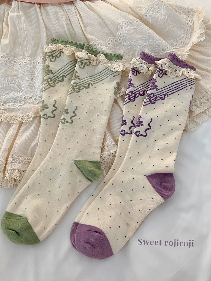 Grapevine Ribbon Cotton Socks