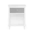 Gray+Silver Handle Wooden Nightstand 26.77''H with One Drawer One Shelf for Kids and Adults, White+Gray Finish MDF