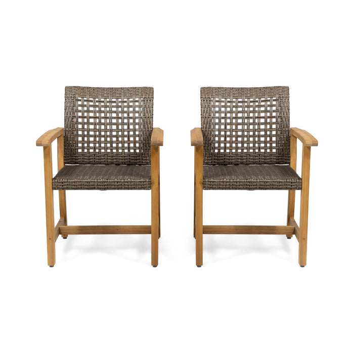 Hampton Wood and Wicker Dining Chair Set of 2