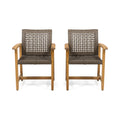 Hampton Wood and Wicker Dining Chair Set of 2