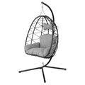 Hanging Egg Chair with Stand Indoor Outdoor PE Wicker Swing Hammock Chair with Washable Cushion for Patio Bedroom Balcony Garden