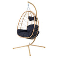 Hanging Egg Chair with Stand Indoor Outdoor PE Wicker Swing Hammock Chair with Washable Cushion for Patio Bedroom Balcony Garden