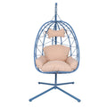 Hanging Egg Chair with Stand Indoor Outdoor PE Wicker Swing Hammock Chair with Washable Cushion for Patio Bedroom Balcony Garden