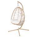 Hanging Egg Chair with Stand Indoor Outdoor PE Wicker Swing Hammock Chair with Washable Cushion for Patio Bedroom Balcony Garden