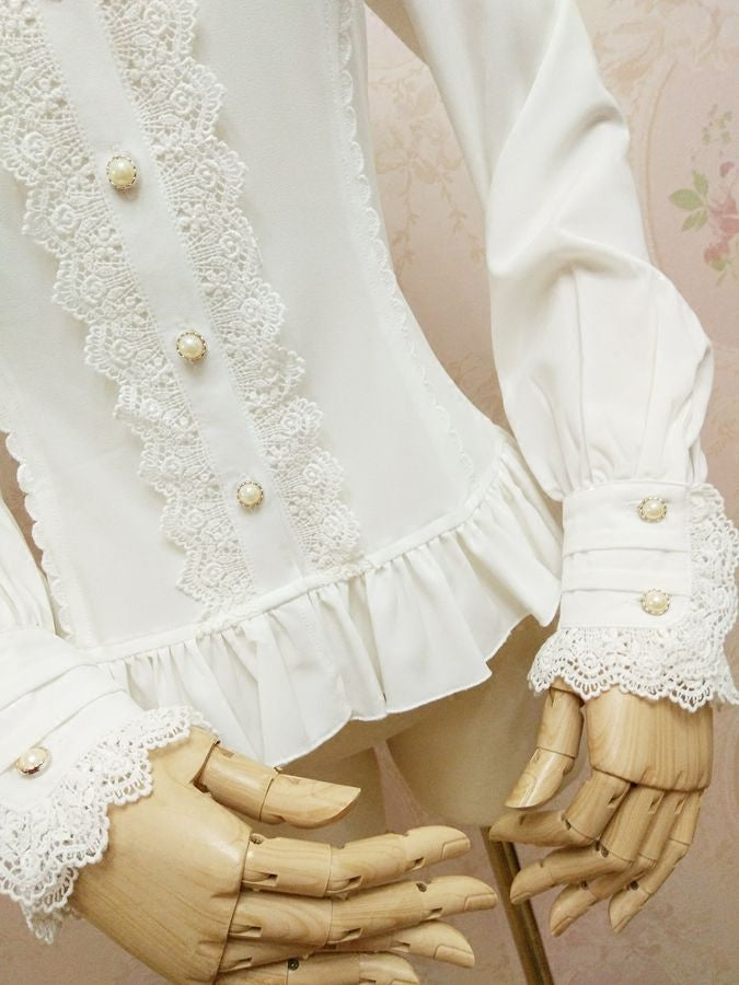 High Collar Venise Lace Blouse