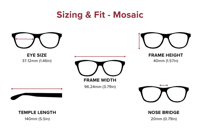 DebSpecs Large-size eyewear fit guide Mosaic