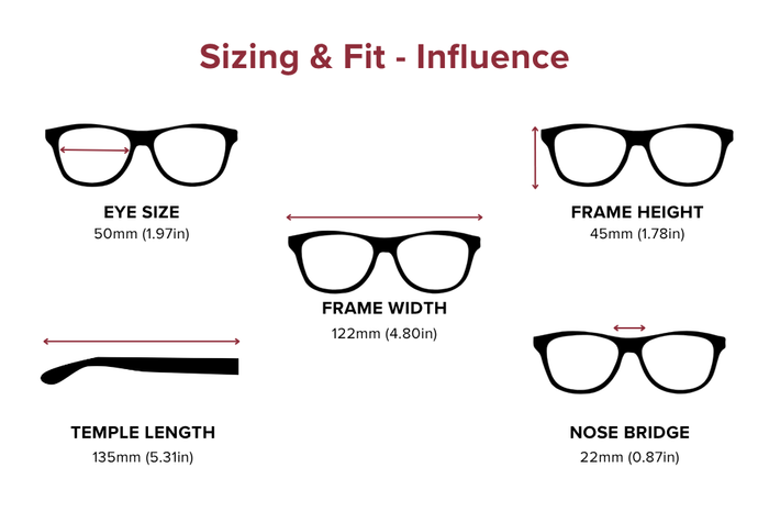 DebSpecs Large-size eyewear fit guide Influence