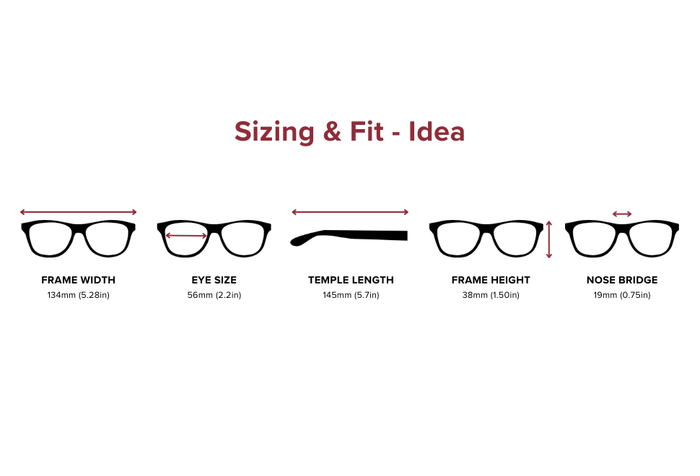 DebSpecs Medium Sizing Fit Info Idea eyewear