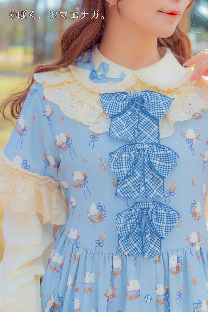 I'm a long-tailed tit. x HoshibakoWorks Collaboration Front Button Long Dress