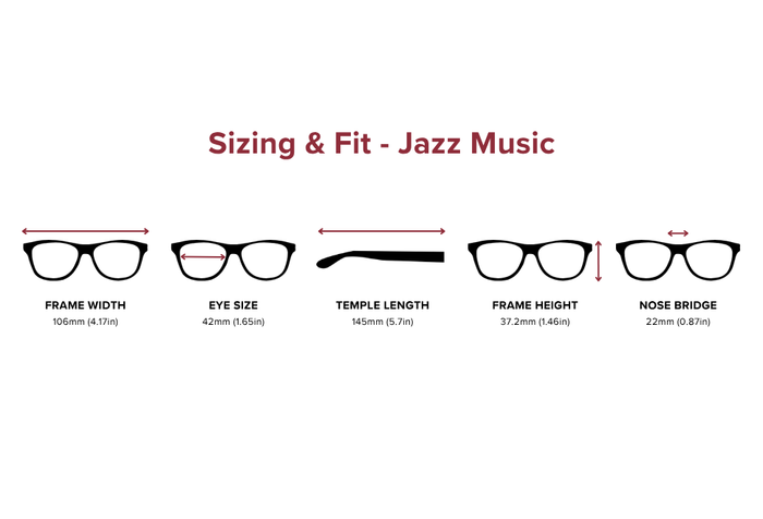 DebSpecs Medium Sizing Fit Info Jazz Music eyewear