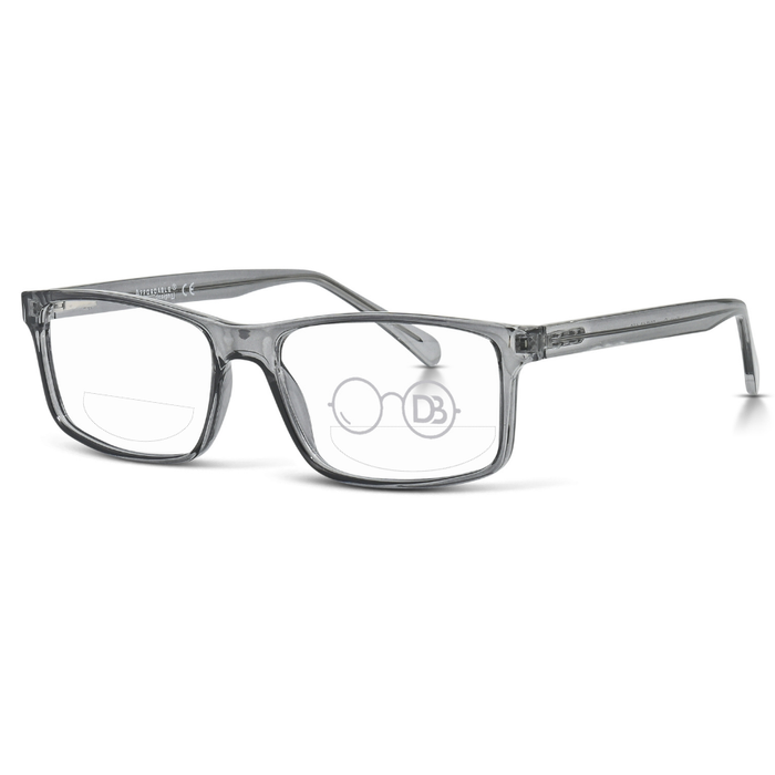 Clear Reading Glasses / Ice Grey / Top .50 - Bottom 1.50