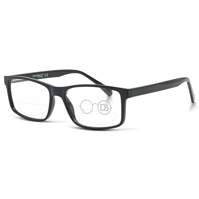 Clear Reading Glasses / Black Bean / Top .50 - Bottom 1.50