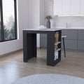 Kitchen Island Doyle, Three Side Shelves, Black / Ibiza Marble Color Finish