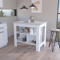 Kitchen Island Dozza, Three Shelves, White / Ibiza Marble Color Finish