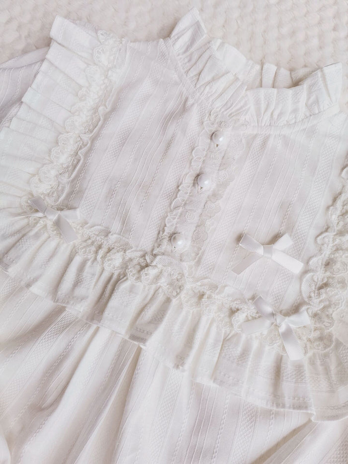 Lace Collar Cotton Long Sleeve Blouse