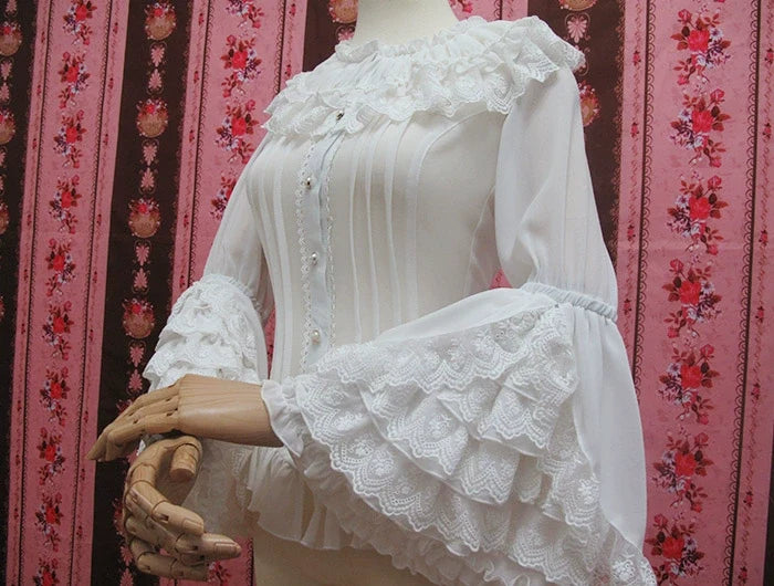 Lace Ruffled Sleeve Blouse