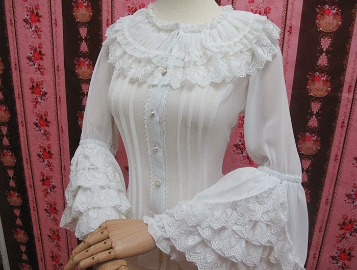Lace Ruffled Sleeve Blouse
