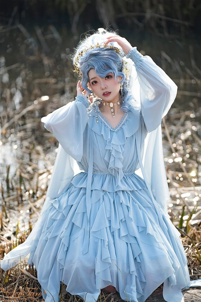 Lantern Sleeve Tie Back Blouse