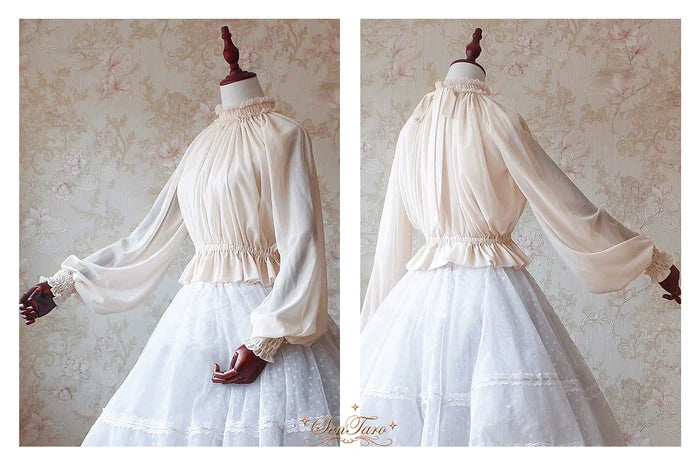 Lantern Sleeve Tie Back Blouse