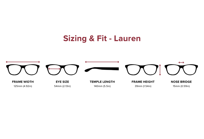 DebSpecs Medium Sizing Fit Info Lauren eyewear