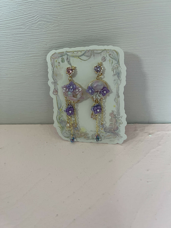 Lavender Jellyfish Earrings