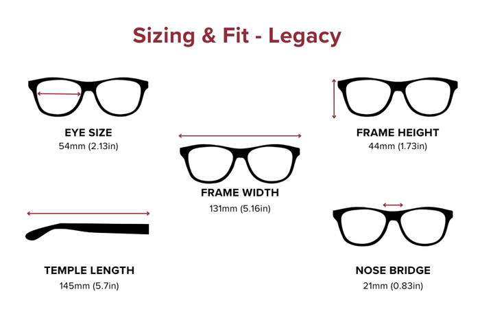 DebSpecs Large-size eyewear fit guide Legacy