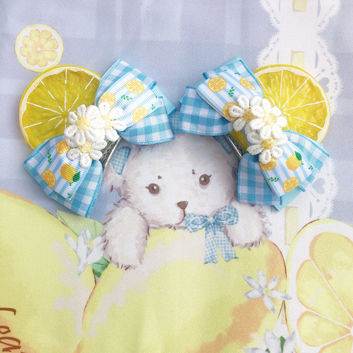 Lemon Slice Bear Ear Clips