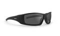 Epoch 3 Moto Sunglasses with black frames and smoke lenses