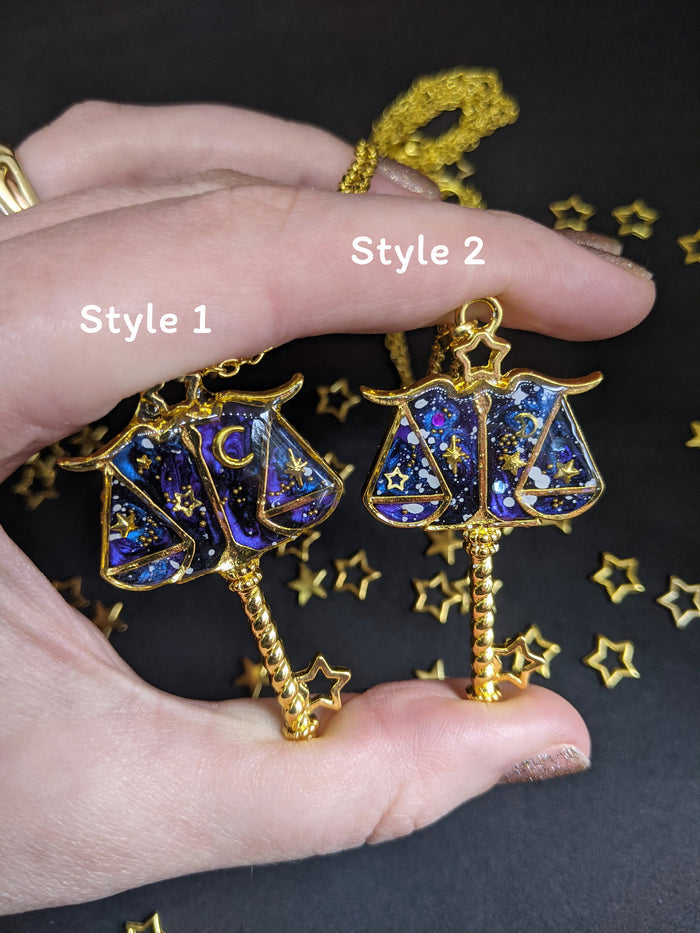 Libra: Celestial Zodiac Resin Pendant Necklaces- 2 Styles - Lolita Collective