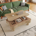 Lift Top Coffee Table for Living Room 42' - Fluted Panel Hidden Storage, Silent Hydraulic Lift, Curved Safety Corners, 5 Min Assembly (27'W x 13-18.9'H,Natural Wood)